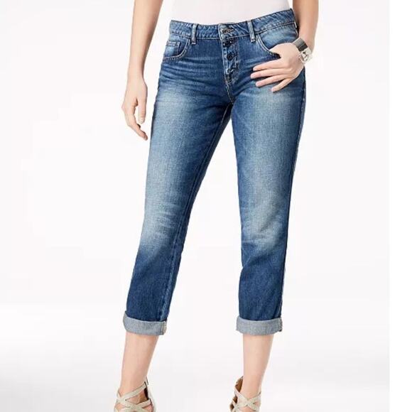 Guess Tomboy Jeans Womens 27 Button Front Ankle Cropped Boho Casual Cotton - Picture 1 of 12